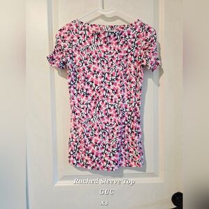 Lilly Pulitzer Pink Ruched Sleeve Top